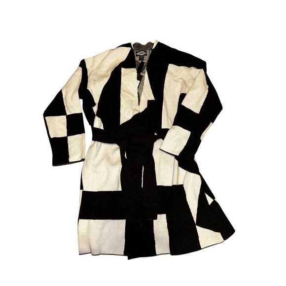 Anthropologie Sweaters - Oliver O Anthropology Black White Tunic Cardigan Soft Cozy Classic Color Block L